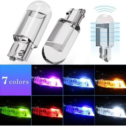 6pcs W5W 194 T10 Glass Housing Cob LED Car bulb 3000K 6000K White Green Blue Red Wedge License Plate Lamp Dome Light White Diedo