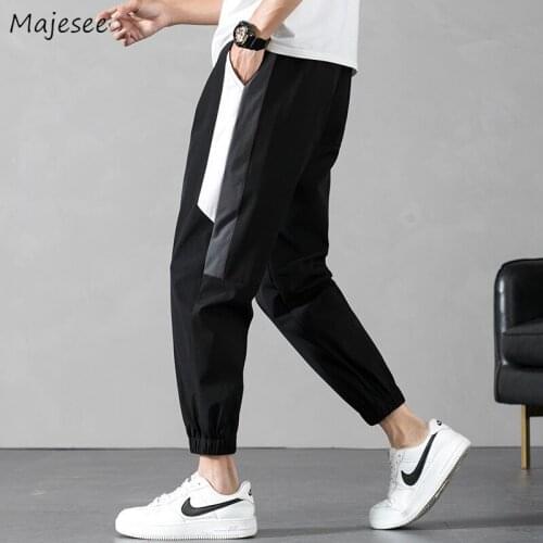 Casual Pants Men Breathable Tie Feet All-match Drawstring Bodybuilding Ankle-length Oversize Pant Quick-Drying Male Trousers New