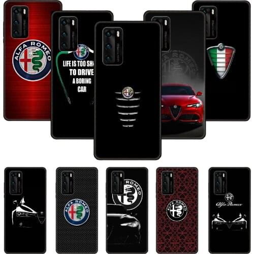 Phone Case For Huawei P20 P30 P40 P Smart Z + P10 Mate 30 10 20 Lite Pro Black Cover Funda Tpu Shell Car Alfa Romeo giulietta