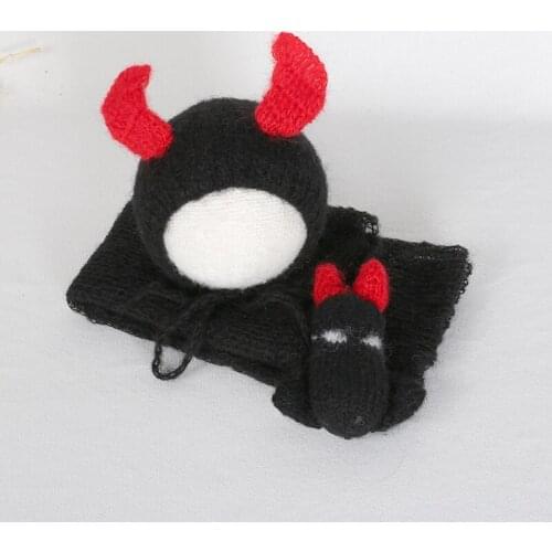 Baby Halloween Gift Cute Newborn Animal Hat Photography Props Knit Stuffed Toy Crochet Hat and Toy Set Photo Props Boy Bonnet