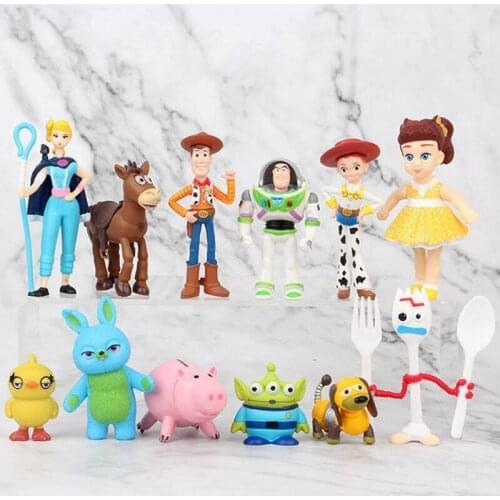 12pcs/set Toy Storys 4 Action Figure Toy PVC Forky Woody Bunny Duck Buzz Lightyear Dolls Children Gift