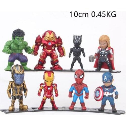 Disney 8pcs 10cm Marvel Juguetes Vengadores Endgame Thanos Ironman Spiderman Hulk Pantera Negra Groot PVC Action Figure Model