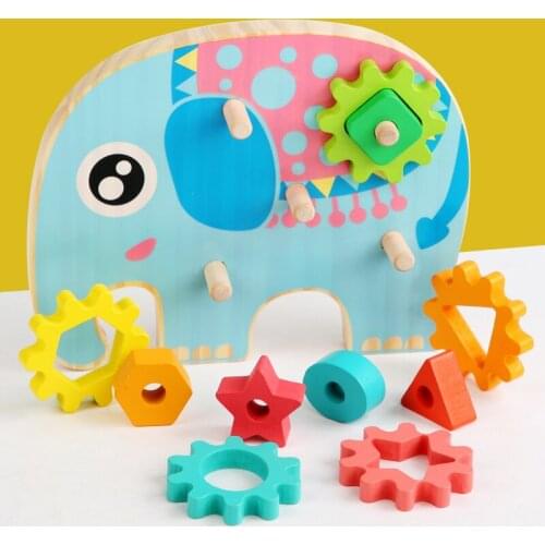 Childrens Gear Shape Set Of Column Matching Game Early Education Educational Wooden Building Block Jigsaw Toy New Arrival