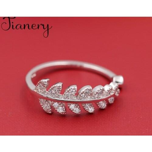JIANERY Retro Jewelry Silver Color Leaf Rings For Women Bridal Engagement Party Antique Rings Wholesale