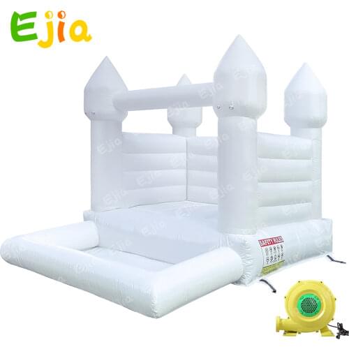 10*8ft Min Air Ball Pits White Inflatable Wedding Bounce House With Air Blower For Kids Outdoor Fun
