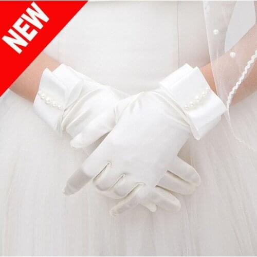 5pc/lot Short white finger short lady princess girl party dancing performance gloves with bowknot wholesale