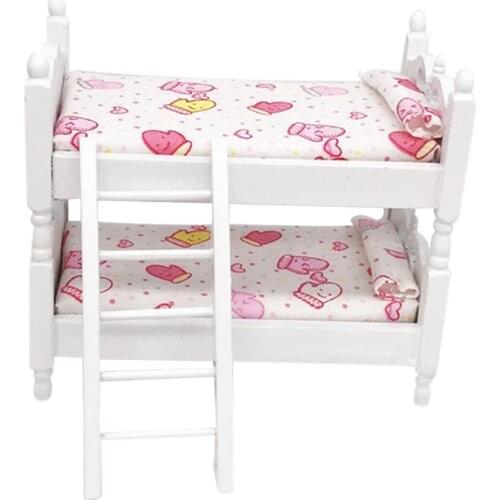 Doll House Fresh Flower Cluster Mini Furniture Bunk Bed Mini Dollhouse Furniture Bed Set Miniature Living Room Kids Toys