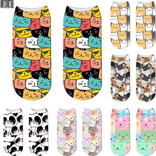 3D Mini Animal Summer Female Socks Cute Cartoon Cat Dog Girls Pure Cotton Low Ankle Socks High Quality Fuzzy Short Socks For Men