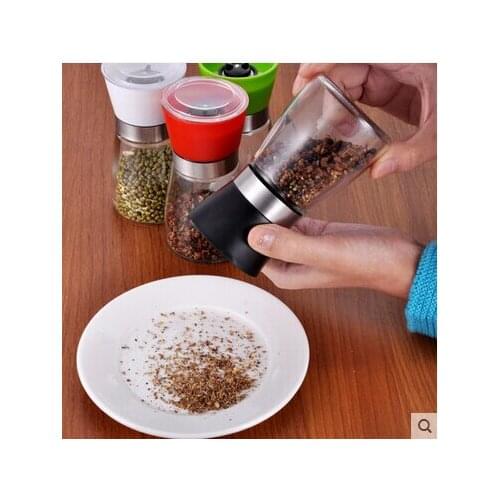 The kitchen manual Chinese prickly ash Black pepper mill Ceramic core sesame flower ground glass condiment bottles