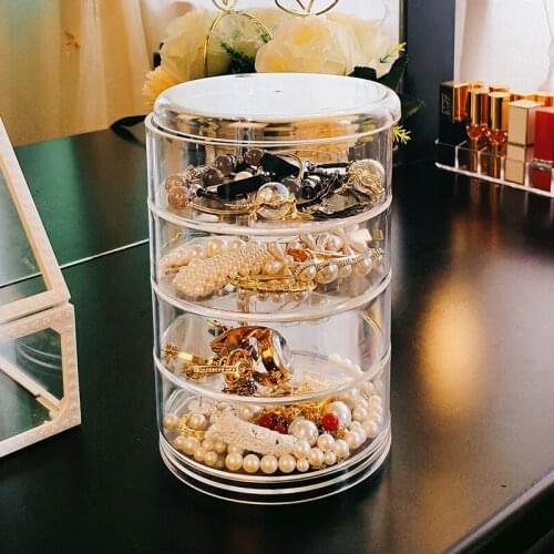 Desktop jewelry storage rack small items jewelry box transparent acrylic multi-layer rotating earrings bracelet headdress box
