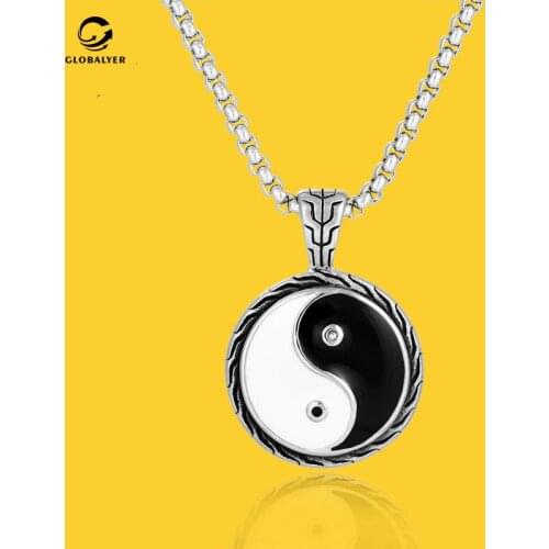 Ned red model European and American popular hip-hop pendant GAI Grandpa Tai Chi Yin Yang Gossip Titanium steel necklace 482