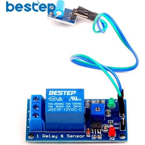 5V 12V Normally Closed Vibration Sensor Module Plus Relay Module 2-in-1 Module Alarm Triggered Vibration Module