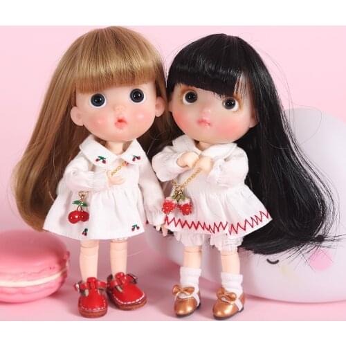 New bjd doll clothes Cute cherry dress shirt Suitable for obitsu11,molly,GSC clay man, ob11, 1/12 BJD clothes Doll accessories