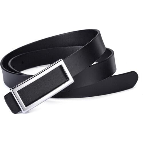 New hot selling womens leather smooth buckle belt cowhide belt personality rectangle leisure versatile trouser belt