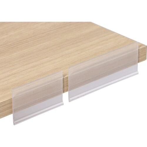 Plastic PVC Shelf Data Strips Clip Holder with Adhesive Tape on Back for Merchandise Price Talker Sign Label Display 100pcs