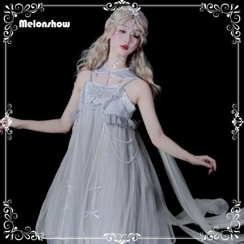 Melonshow Japanese Sweet Kawaii Jsk Lolita Dress Women Vintage Victorian Gothic Style Sleeveless Princess Tea Party Dresses