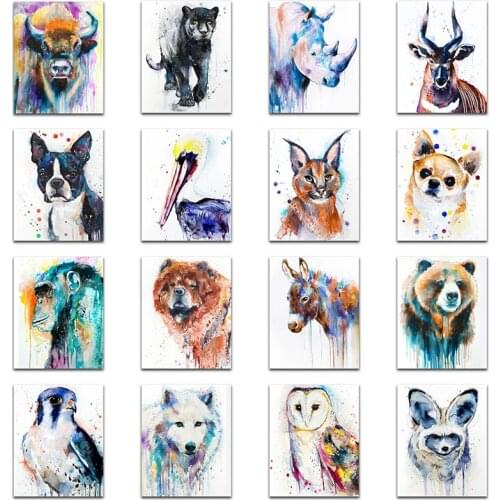 Full Round Diamond painting Cross stitch Animal cow leopard Full Square Diamond mosaic dog bear DIY Diamond embroidery wolf owl
