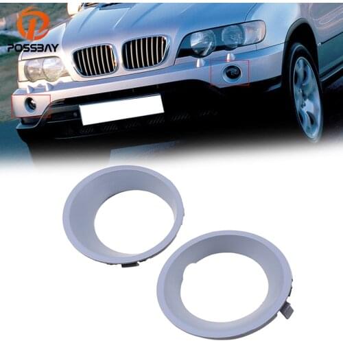 POSSBAY Front Lower Bumper Grilles Car Fog Lights Cover for BMW X5 E53 Pre-facelift 2000-2003 Perfect Replacement Car Cover
