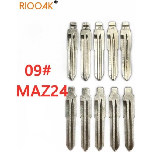 RIOOAK New Metal Replacement Flip Key #09 KD VVDI Remote Key Blade For Mazda/Toyota YARIS Car Remote Key Blank 10PCS LISHI MAZ24