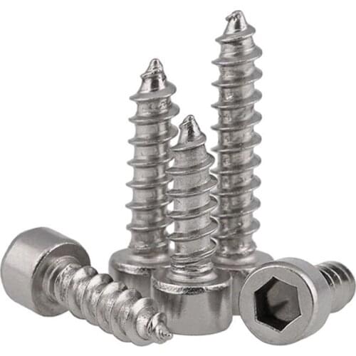 Hexagon Socket Cheese Head Self Tapping Screws 304 Stainless Steel Cup Head Hex Socket Self Tapping Screw M2M3M3.5 10Pcs