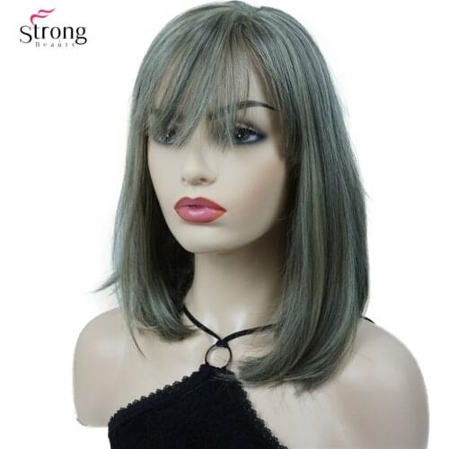 StrongBeauty Synthetic Wig Straight Medium Bob Hair Wigs For Women