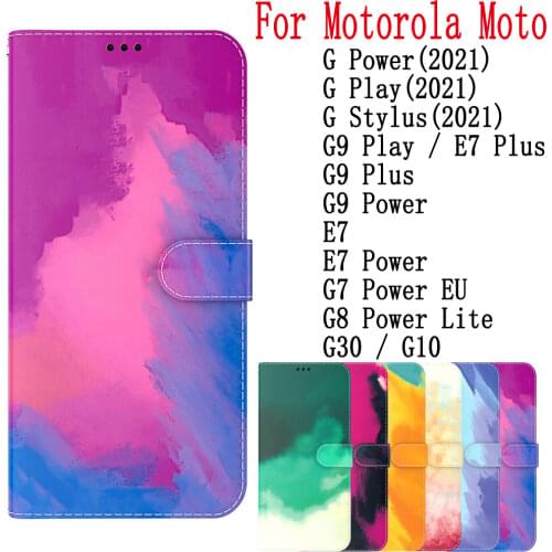 Sunjolly Case Flip Card Wallet Cover coque For Motorola Moto G Power Play Stylus 2021 G9 Play Plus Power E7 G30 10 G8 Power Lite