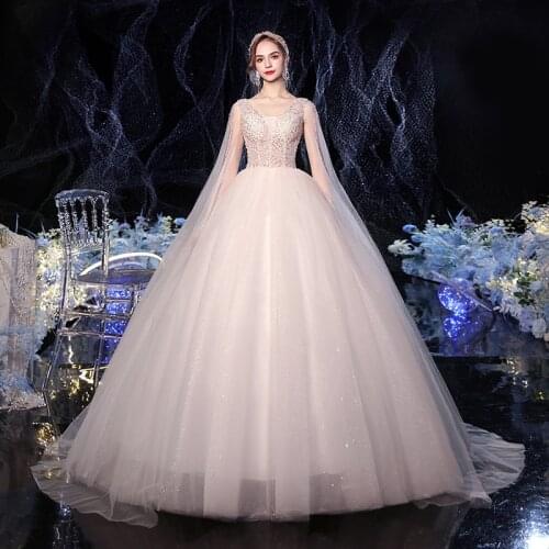 Luxury Wedding Dress Plus Size 2020 New V-neck Sexy Wedding Dresses Lace Up Princess Dreamy Dress Ball Gowns Vestido De Noiva