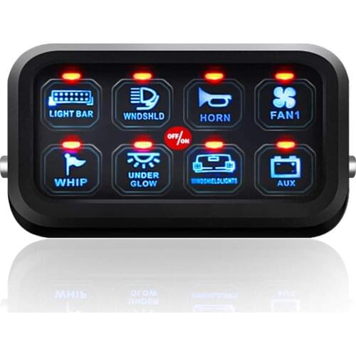 8 Gang LED Switch Panel Slim Touch Control Panel Box with Harness and Label Stickers for Car Marine Boat Caravan