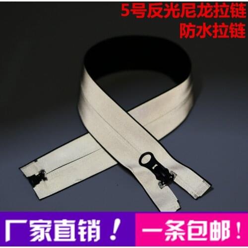 3 pcs/lot reflective waterproof nylon coil zipper black open end for clothing coat sportswear zip replacement sewing accessories