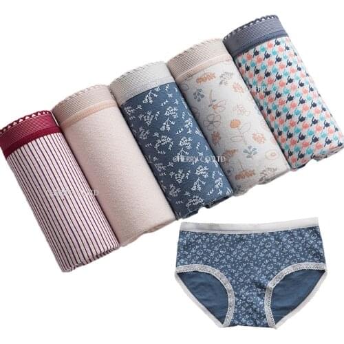 New 5Pcs/lot Sexy Panties Women Print Seamless Underwear Breathable Briefs For Girls Sexy Lingerie Fashion Lace Underwear Ladies