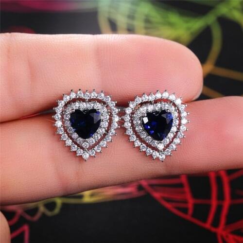 Huitan Gorgeous Heart Shaped Women Earrings 2 Colors CZ Romantic Ladys Party Accessories Anniversary Love Gift Fashion Jewelry
