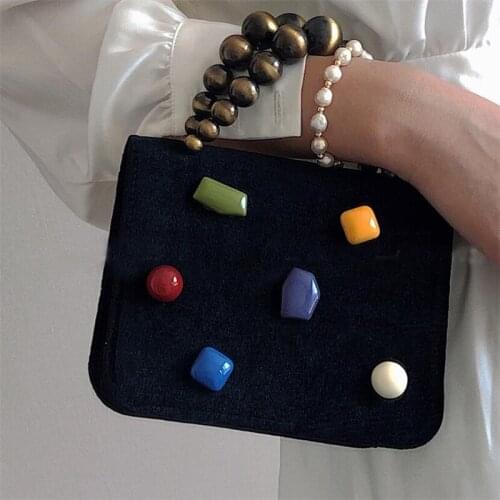Women handbags 2020 Women Bags Designer Vintage Velvet Clutch Purse Shoulder Bag cute Candy beads Crossbody Bag for girl purse