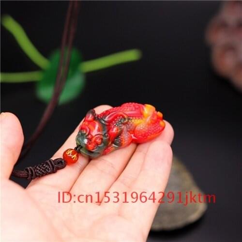 Women Jade Color for Charm Pixiu Pendant Carved Amulet Tiger Chinese Hand Natural Jadeite Jewelry Fashion Necklace Men Gifts