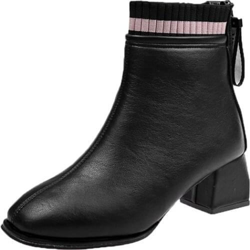 Winter net red thin and thin boots womens shoes 2019 autumn and winter new plus velvet Martin boots wild short boots