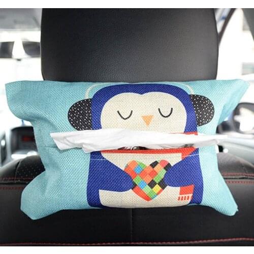 1 piece of car tissue holder cute cartoon back hanging tissue box lid container napkin bag car accessories