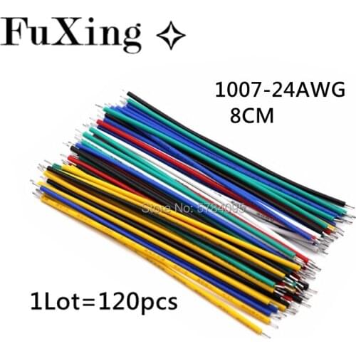 120PCS/set 24AWG Tin-Plated Breadboard PCB Solder Cable 24AWG 8cm Fly Jumper Wire Tin Conductor Wires 1007-24AWG Connector Wire