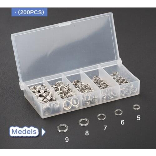 200PCS Stainless Steel Fishing Split Rings Metal Key Holder Split Ring Fishing Lure Connector Solid Ring Loop for Bait Connector