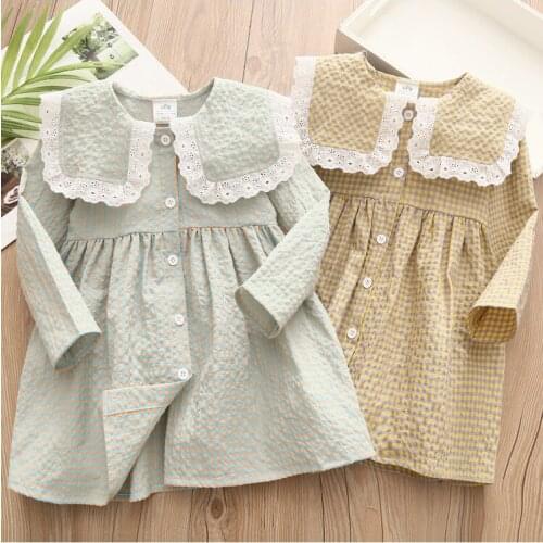 2021 Spring Girls Dresses Children Clothes Baby Girls Cotton Dress Kids Plaid Dress Baby Girls Dress Girls Outwear MM15