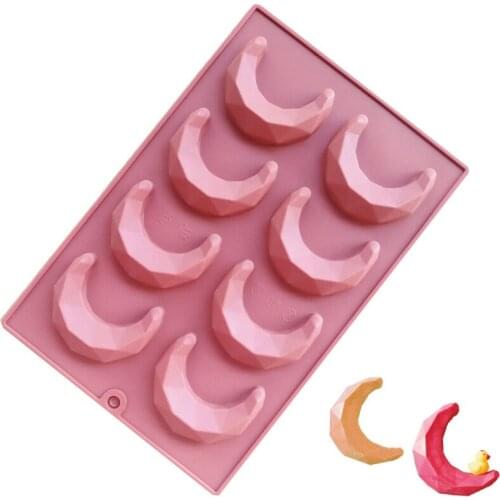 3D Silicone Mold Diamond Moon Shape Cake Mould For Kitchen Fondant Chocolate Candy Mould Cake DIY Baking Decorating 8 Cavities