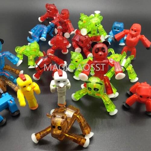 5-20pcs/set Colors Randomly Sending Cute Sticky Animal Robot Sucker Suction Cup Funny Deformable Stick Bot Action Figure Toys