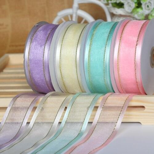 50Yards 40mm Satin Edge Organza Ribbon Bow Hair Wedding Christmas Decoration Lace Crafts