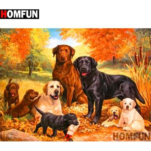 HOMFUN Full Square/Round Drill 5D DIY Diamond Painting "Animal dog" Embroidery Cross Stitch 5D Home Decor A14276