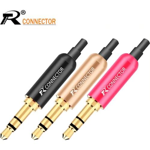 3pcs Aluminum Jack 3.5 Earphone Plug with Tail plug clamps 3.5mm 3 pole Stereo Male Plug Gold Plated Wire Connector