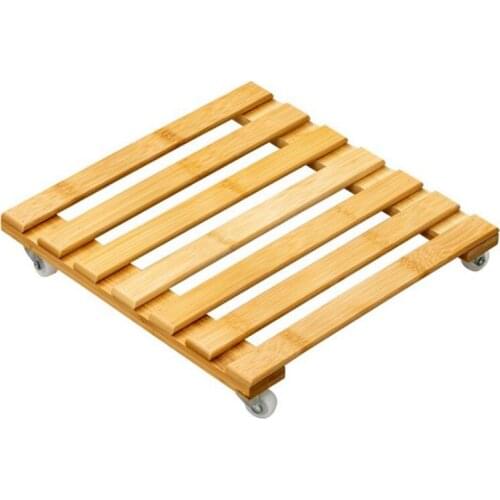 Bamboo Plant Stand with Wheels, Mobile Flower Pot Rollers, Suitable for Outdoor Plant Storage Racks on the Terrace