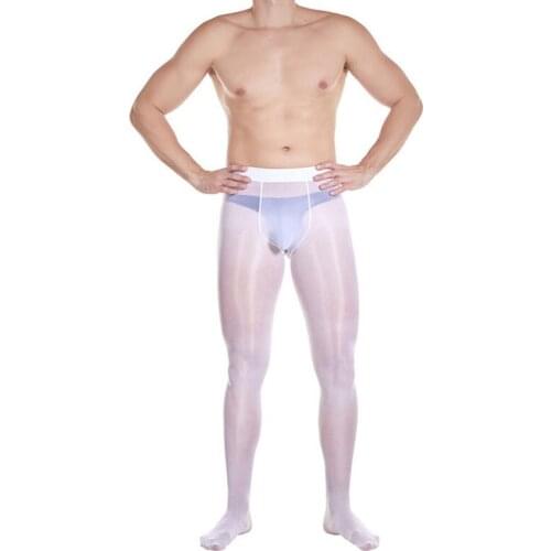 100kg Plus Size Big U Convex Pouch Oil Glossy Shiny Pantyhose Gay Fetish Nylon Stockings Mens Exotic Pants Sheer Legging Medias