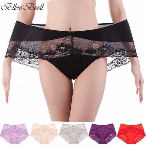 BllooBeell High Waist Women Panties Cotton Briefs Sexy Lace Womens Hollow Out Underwear Ladies Lingerie Plus Size XXXL