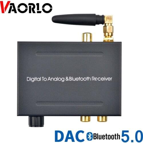 VAORLO 192khz Bluetooth 5.0 DAC Digital to Analog Audio Converter Receiver Adapter Optical Coaxial Input RCA 3.5mm Audio Output