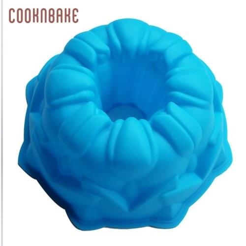 COOKNBAKE Silicone Mold for cake Bakeware large silicone cake mold circle bread cakes pastry baking form tulip shape 8 inch