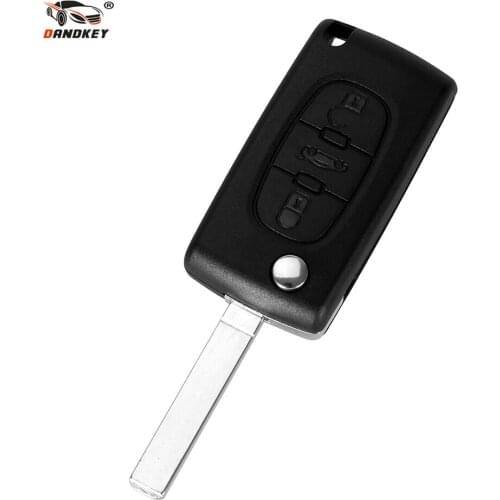 DANDKEY Remote Entry Key Fob Shell Case 3 Buttons FOR Peugeot 107 207 307 407 408 CE0523 Without Groove