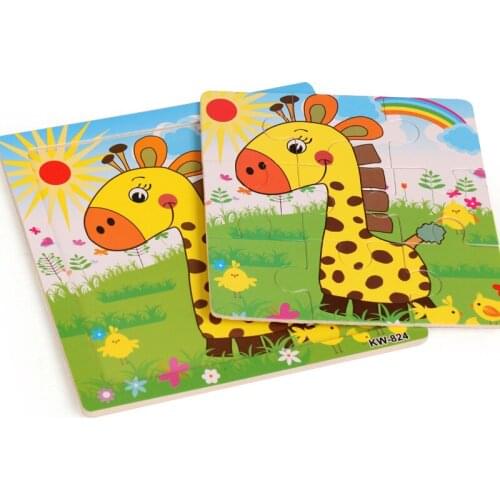 Baby Toys Wood 3d Puzzle Cartoon Animal Intelligence Kids Toddler Jigsaw Puzzle Brain Teaser Early Educational Toy for Children
